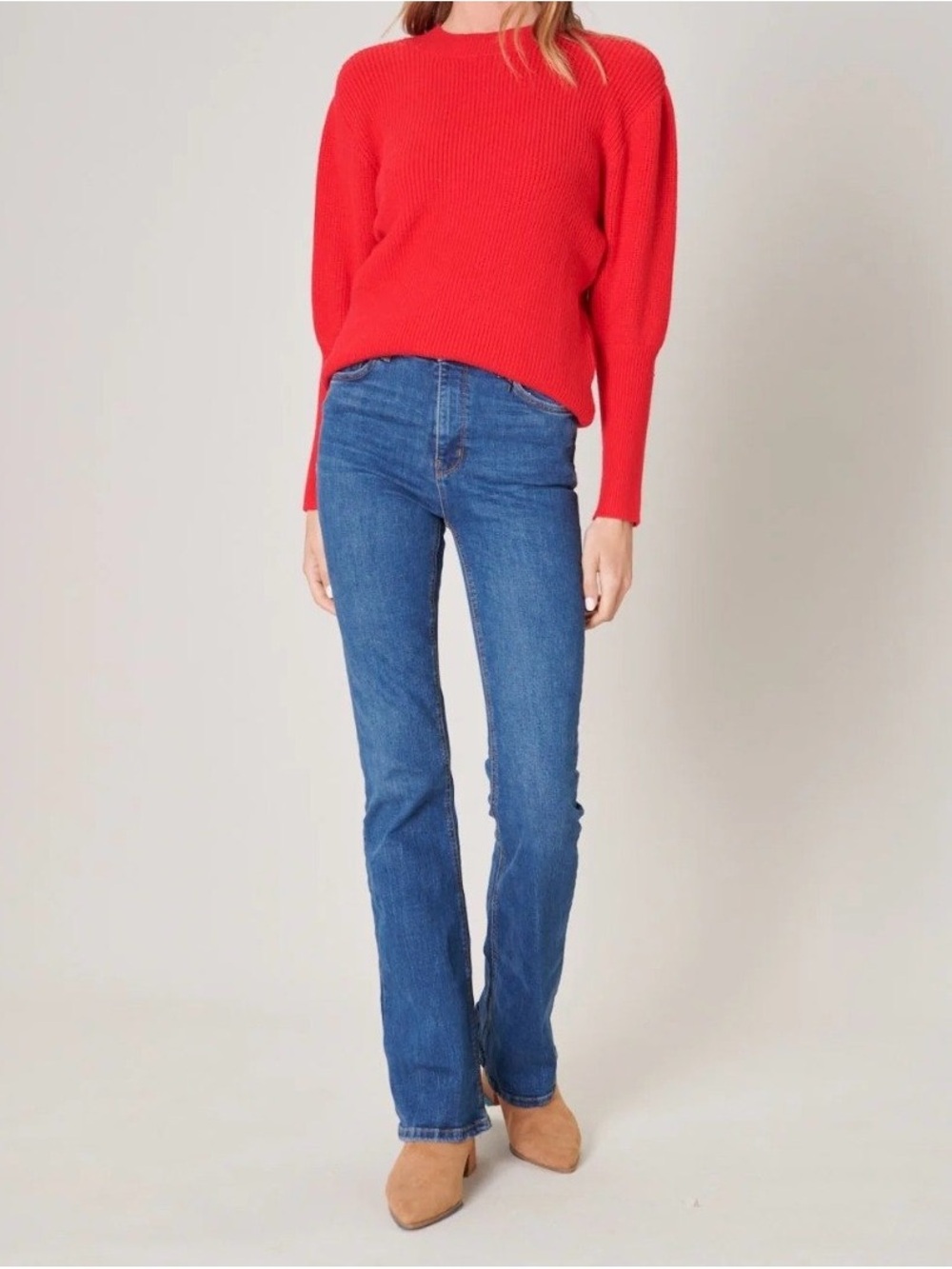 Sugarlips Red Ribbed Knit Pullover Sweater Long Sleeve.